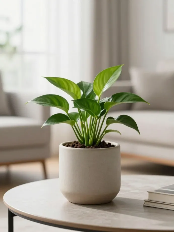 coffee table decor ideas Add a Small Plant in a Ceramic Pot