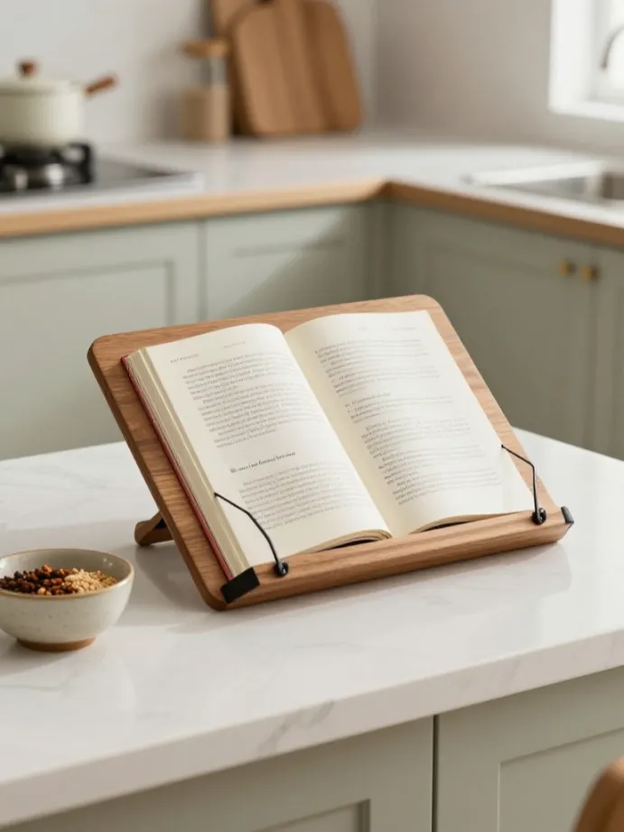 kitchen counter decor ideas
Use a Cookbook Stand Instead of a Stack of Books