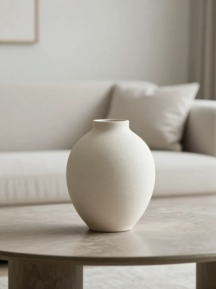 coffee table decor ideas Try a Sculptural Ceramic Vase Without Flowers