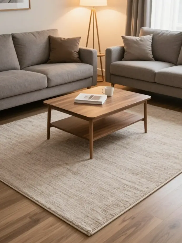 small living room makeover
Introduce a New Area Rug to Anchor the Room