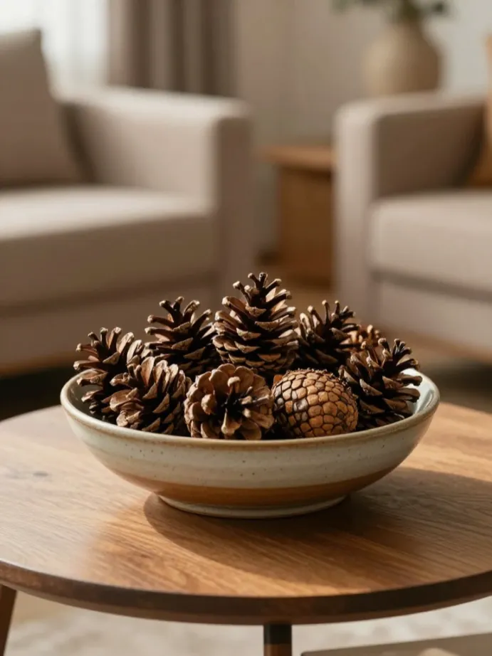 coffee table decor ideas Fill a Bowl With Natural Elements