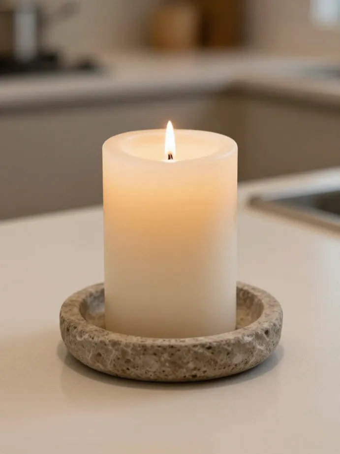 kitchen counter decor ideas
Incorporate a Low Profile Candle or Diffuser
